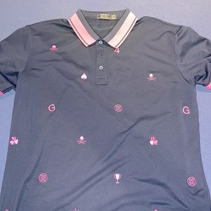 Mens gfore size Large navy and pink color golf polo (limited edition)